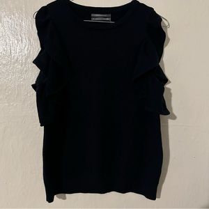 Anthropologie Black or Dark Navy Sleeveless Ruffle Sweater size M EUC
